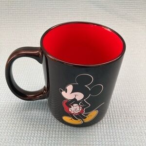 Disney Mickey Mouse Black Red Coffee Cup Mug Ceramic Collectible.